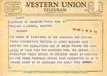Telegram from Minnkota Power to Senator Langer Regarding Pool Level, March 7, 1955