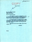 Letter from William Langer to John Follows-the-Road Regarding Application to Bureau of Indian Affairs, April 24, 1950
