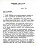 Letter from S.J. McElwain to William Langer Regarding the Naming of the Reservoir Made by the Garrison Dam, March 7, 1956