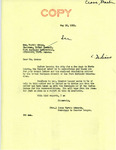 Letter from Irene Martin Edwards on Behalf of Senator Langer to Martin Cross Acknowledging Receipt of Resolution Adopted by the Three Affiliated Tribes Tribal Council, May 16, 1951