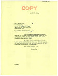 Letter from Senator Langer to Dillon Myer Regarding the Moving of Graves in the Area to be Covered by the Garrison Dam, April 16, 1952