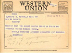 Telegram from Patrick Gourneau to Senator Langer Requesting Langer Assist Martin Cross on his Mission in Washington, D.C., May 19, 1954