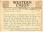 Telegram from Martin Cross to William Langer Inviting Langer to a Meeting Regarding Release of Tribal Funds in US Treasury, July 13, 1954