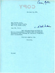 Letter from Senator Langer to Martin Cross Acknowledging February 16 Telegram, February 21, 1955