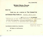 Note Indicating that There Will be a Meeting of the Committee on Foreign Relations on March 21st, 1955