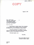 Letter from Irene Martin Edwards on Behalf of Senator Langer to Martin Cross Forwarding a Report from the Bureau of Indian Affairs, AUgust 8, 1955