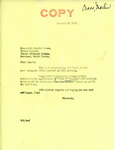 Letter from Senator Langer to Martin Cross Acknowledging Cross's Request for Langer to Approve Confirmation of Wesley D'Ewart, January 18, 1956