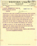Telegram from Martin Cross to Senator Langer Regarding Delegation from Fort Berthold to Washington, D.C. that is Largely Unsupported by the Tribal Council, March 5, 1956