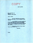 Letter from Senator Langer to Evan Baker Expressing Delight in Helping to Sell Fort Berthold Reservation Land, April 16, 1948
