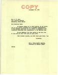 Letter from Irene Edwards Senator Langer to the Reverend H. W. Case Regarding Church Relocation Expenses, October 6, 1952