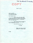 Letter from Irene Edwards for Senator Langer to the Reverend H. W. Case Regarding Senate Bill 1187, March 26, 1953