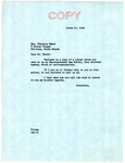 Letter from Senator Langer to Theodore Baker Relaying Copy of Letter from Ben Reifel, March 10, 1948