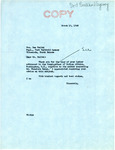 Letter from Senator Langer to Ben Reifel Regarding Theodore Baker, March 10, 1948