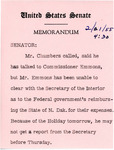 Memorandum from Unknown Author to Senator Langer Regarding Clearance for Reimbursement of Expenses, February 21, 1955