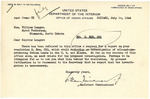 Letter from William Zimmerman to Senator Langer Regarding US Senate Resolution 292 Authorizing Investigation of Oil-and-Gas Producing Tribal Lands in US and Alaska, July 14, 1944