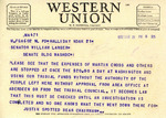 Telegram from Justin Spotted Bear to William Langer Requesting Stop to Per Diem for Martin Cross, March 21, 1952