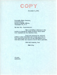 Letter from Senator Langer to Glenn Emmons Regarding Payment for Lands Inundated by Garrison Dam Project, December 9, 1953