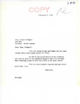 Letter from Senator Langer to Grace Grinnell Regarding Request for Support of US Senate Bill 2151, February 7, 1956