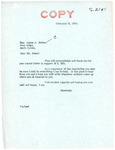 Letter from Senator Langer to Anson Baker Regarding Request for Support of US Senate Bill 2151, February 13, 1956
