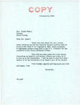 Letter from Senator Langer to Frank Heart Regarding US Senate Bill 2151, February 13, 1956