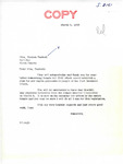 Letter from Senator Langer to Irene Duckett Regarding US Senate Bill 2151, March 9, 1956