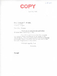 Letter from Senator Langer to Primrose Morgan Informing that US Senate Bill 2151 Passed the Senate, April 12, 1956