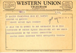 Telegram from Martin Cross to Senator Langer Asking for Opposition to Any Amendments to US House Resolution 5566, February 23, 1956