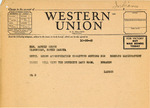 Telegram from Senator Langer to Martin Cross Regarding Appropriation Committee Meeting, October 26, 1945