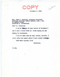 Letter from Senator Langer to John Hamilton Regarding Martin Cross Visit to Washington, D. C., November 3, 1945