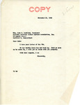 Letter from Senator Langer to John Hamilton Regarding Martin Cross Visit to Washington, D. C., November 10, 1945