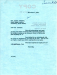 Letter from Senator Langer to Paul F. Fischer Regarding Replacement of Bridge at Elbowoods, November 3, 1953