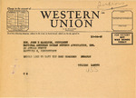 Telegram From Senator Langer to John E. Hamilton Regarding Upcoming Meeting, October 24, 1945