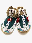 Moccasins, green and white by Maker Unknown