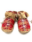 Moccasins, red quill-work by Maker Unknown