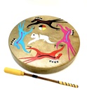 Elk Hide Drum with Stick (horses) by Jim Bruce