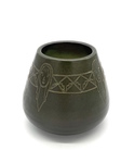 C MSC 097-0691, Small green pot with faces by Dena Bitzen