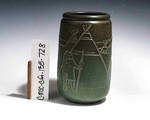 C MSC 135-0728 Gift, Green vase with Native American scene by Margaret Kelly Cable