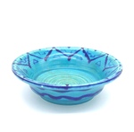 C MSC 235-0808, Turquoise shallow dish with blue design by Eunice Gronvold