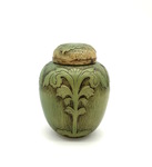 C MSC 284-0865 Gift, Green ginger jar with leaf relief by L. T. Staley