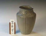 C CBL 033-0203, Blue-gray vase with floral relief by Margaret Kelly Cable