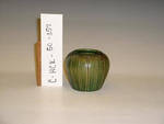 C HCK 050-0357, Small green pot with brown incised detail by Flora Huckfield