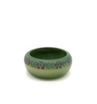 C HCK 061-0368, Flat green bowl with red prairie roses by Flora Huckfield