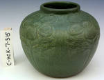 C HCK 007-0315, Green prairie rose round vase by Flora Huckfield