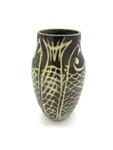 C MTT 124-0557, Brown vase with incised fish design by Julia Mattson