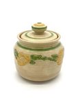 C CBL 110-0712, Yellow and Green, Small floral jar with lid by Margaret Kelly Cable