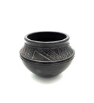 Black Bowl with Zig Zag Line Motif by Margaret Kelly Cable