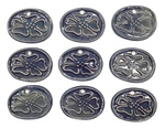Set of 9 Prairie Rose Pendants Lot 15, Navy Blue by Maker Unknown