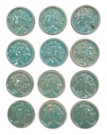 Set of 12 UND Sioux Ceramic Pendants Lot 10, Teal by Maker Unknown