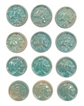 Set 12 UND Sioux Ceramic Pendants Lot 11, Teal by Maker Unknown