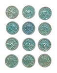Set of 12 UND Sioux Ceramic Pendants Lot 13, Teal by Maker Unknown